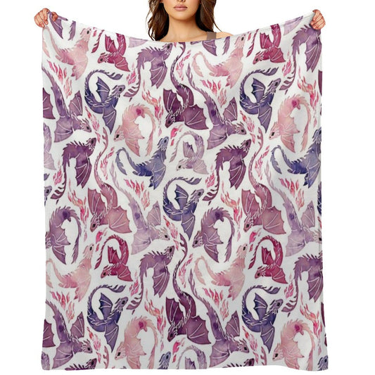 Dragon Fire Pink & Purple Throw Blanket