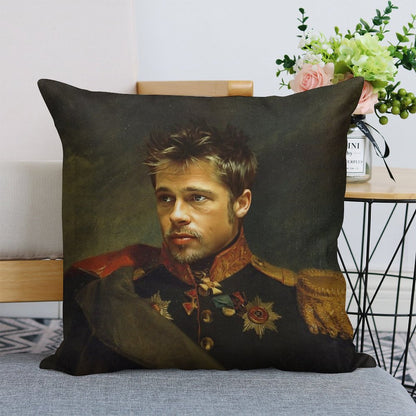 Brad Pitt - Replaceface Linen Throw Pillow Cover