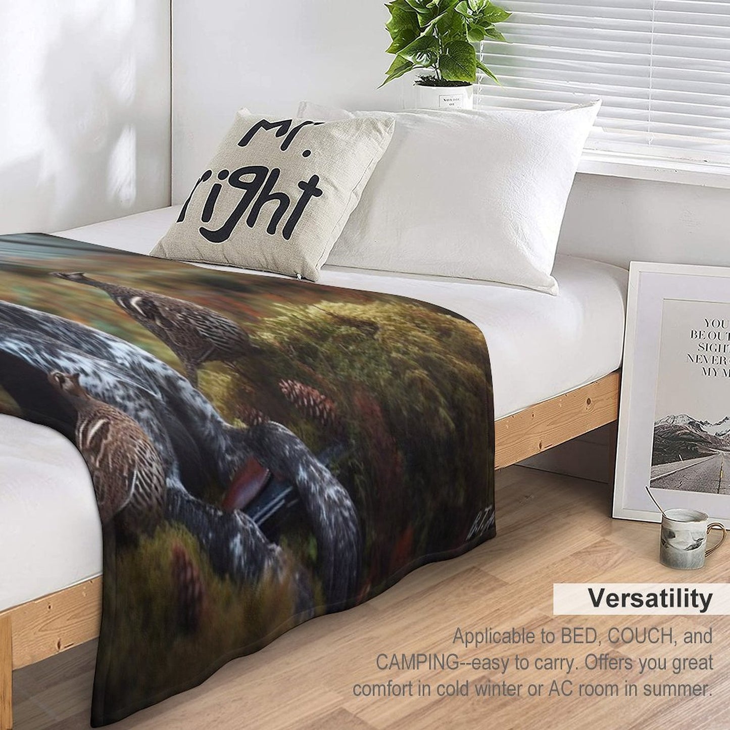 German Shorthaired Pointer Hunting ,  Forest Throw Blanket