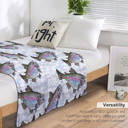 Rainbow Trout Fish Pattern Throw Blanket