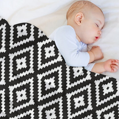 Aztec - White on Black Throw Blanket