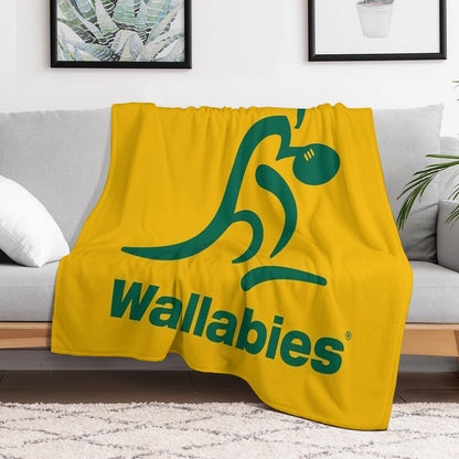 Australia Rugby Wallabies Yellow Wallaby Throw Blanket