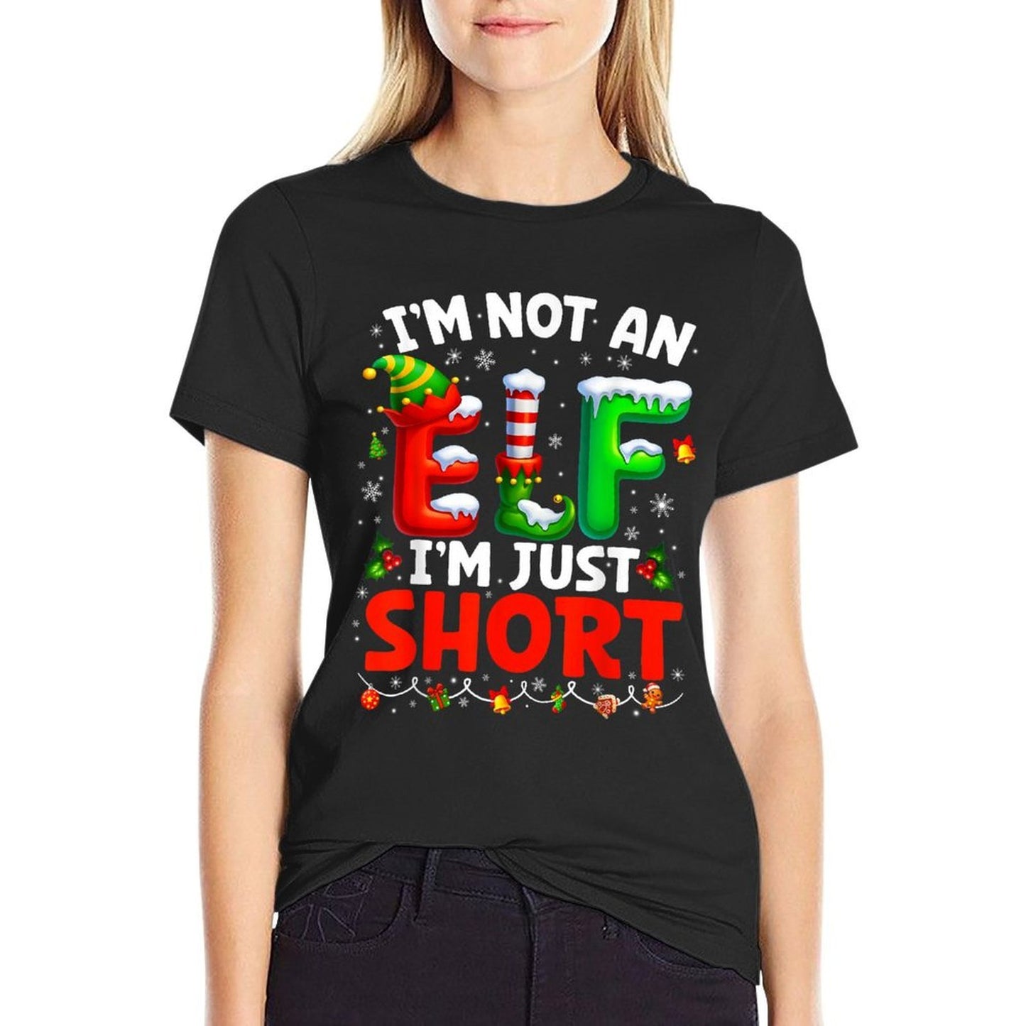Im Not An Elf Im Just Short Pjs Christmas Xmas Boy Kid  Wrinkle-resistant T-Shirt