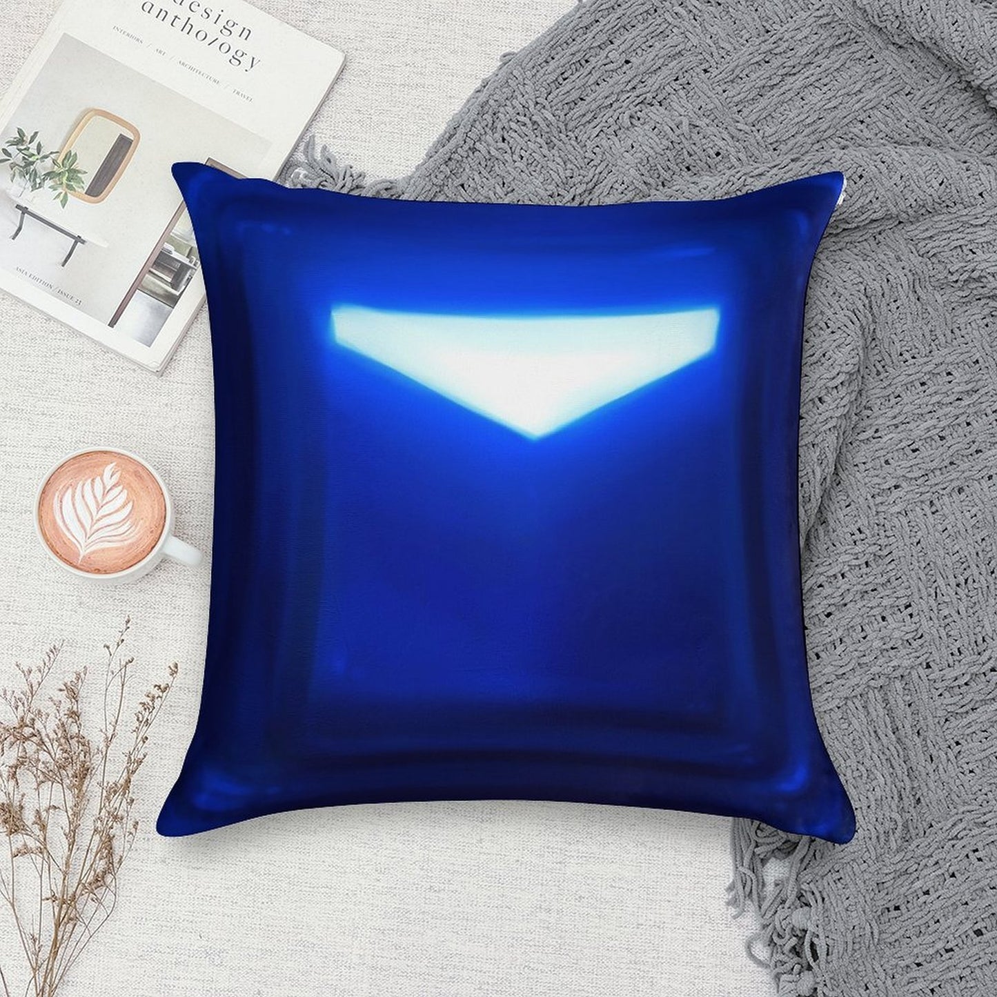 Beat Saber Blue Block Throw Pillow Cover Soft High-Density Material Throw Pillow