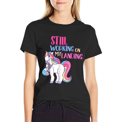Still Working On My Landing Injury Broken Arm Cute Unicorn T-Shirt
