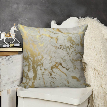Gold Marble on White (original Height Quality Print) Linen Throw Pillow Cover