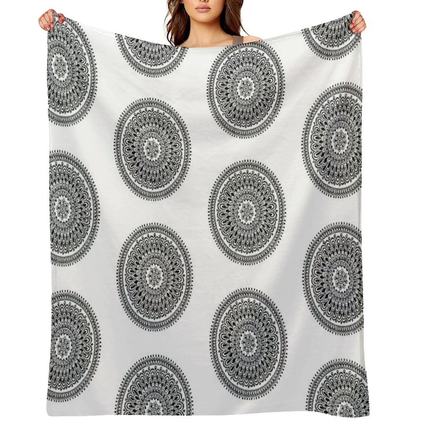 Mandala Black And White by Hayley Lauren Design Throw Blanket