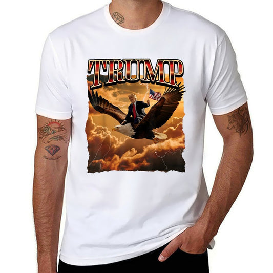 Trump 2024 Eagle Ride Retro Band Art  Heathered Texture T-Shirt
