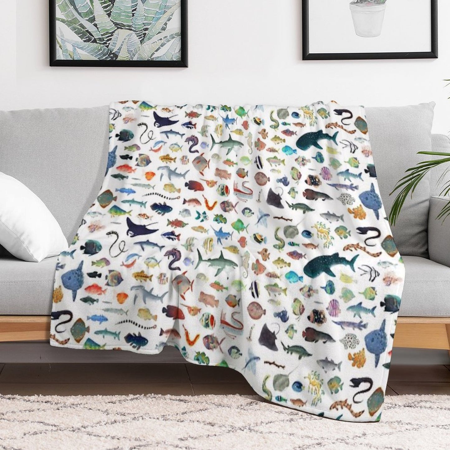 One Hundred Fish Throw Blanket