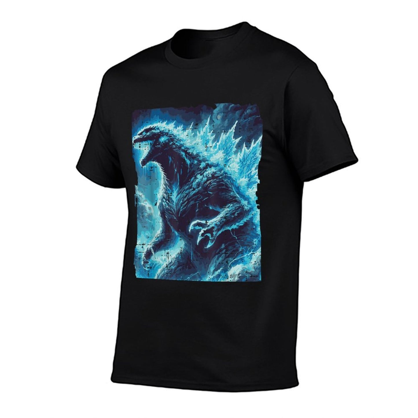 Japanese Blue Kaiju Monster Art Men Boys Kids Youthns  Rolled Sleeves T-Shirt