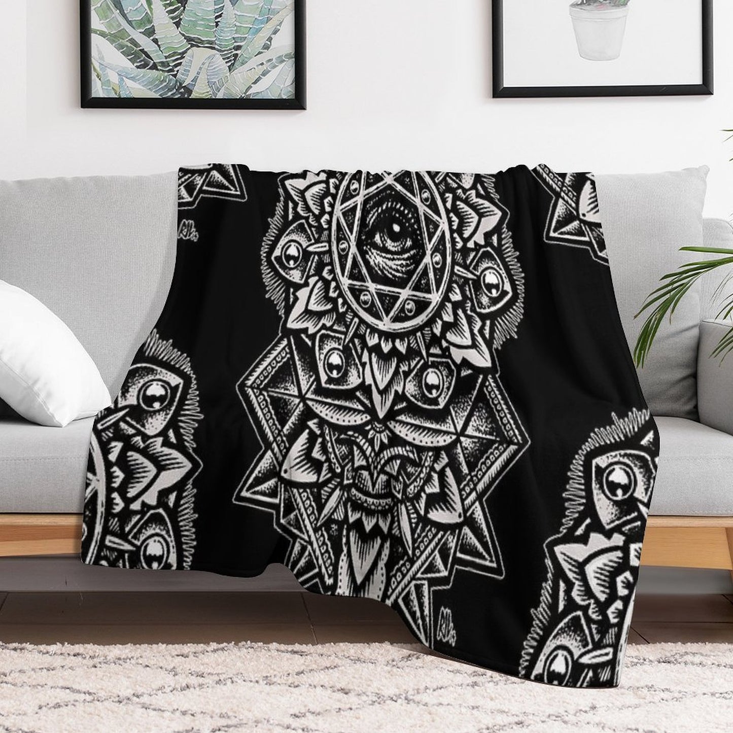 Eye of God Flower Mandala Throw Blanket