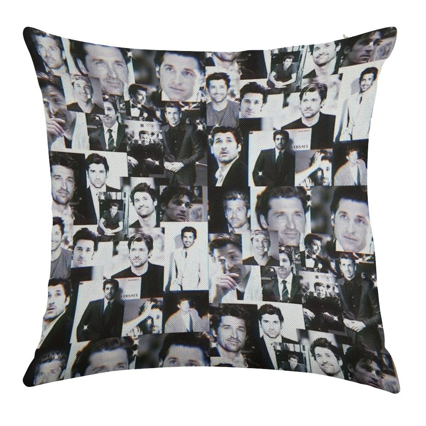 Patrick Dempsey Collage Linen Throw Pillow Cover