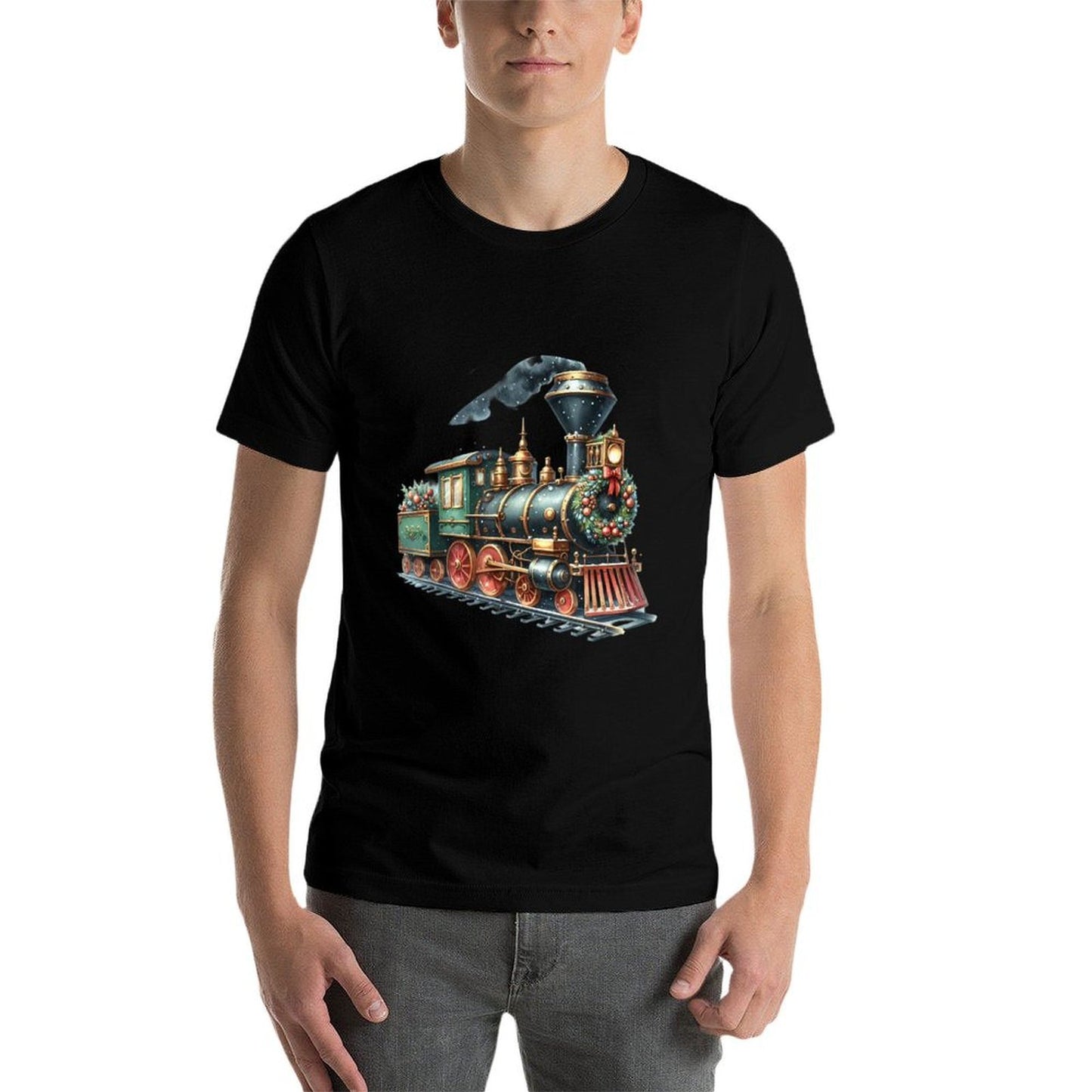 Christmas Steam Train Locomotive Matching Family Pajamas  Moisture-wicking T-Shirt