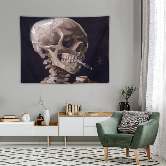 Vincent Van Gogh - Skull with Burning Cigarette (new Color Edit) Tapestry