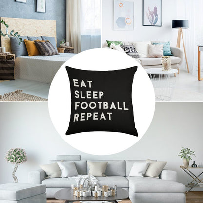 Eat Sleep Football Repeat Linen Throw Pillow Cover