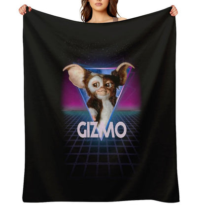 Gremlins Gizmo Retro 80s Neon Landscape Throw Blanket