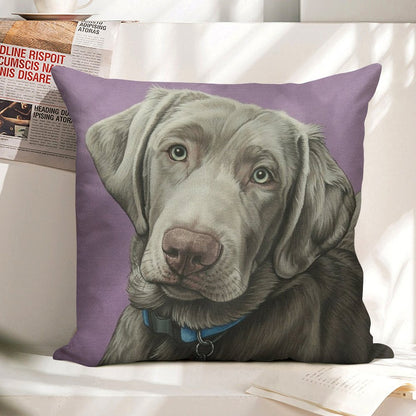 Sweet Silver Labrador Retriever Painting, Silver Lab Dog Puppy Art Linen Throw Pillow Cover