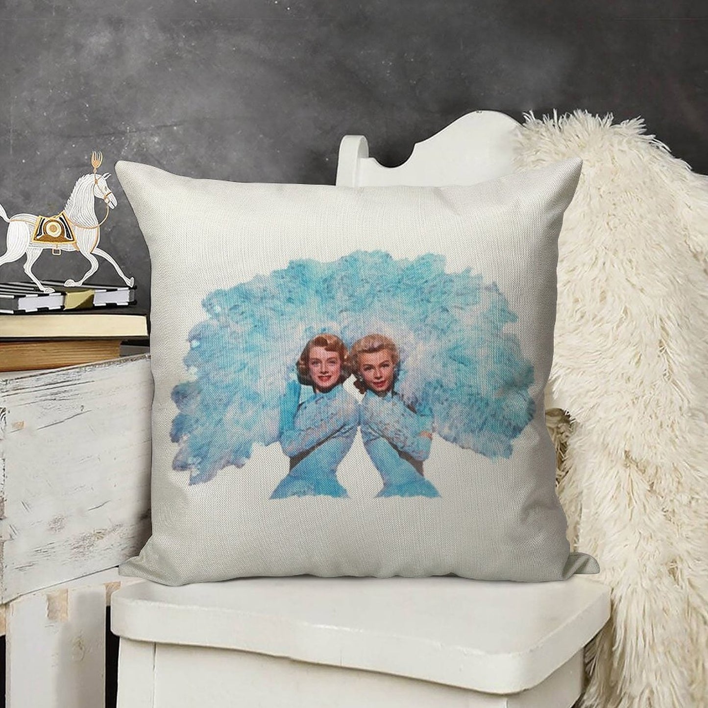 Sisters - Watercolor Linen Throw Pillow Cover