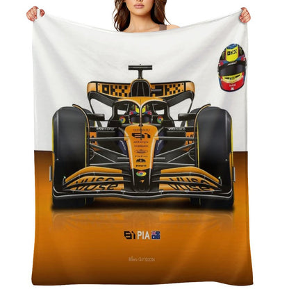 Oscar Piastri 2024 Formula 1 McLaren Racing Car Throw Blanket