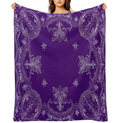 RogerPattern - Pale Purple Elegance White Detail Bandana Throw Blanket