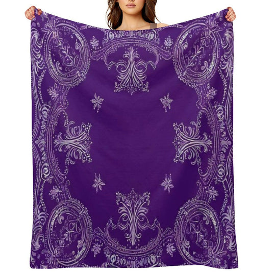 RogerPattern - Pale Purple Elegance White Detail Bandana Throw Blanket