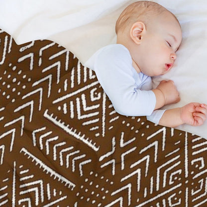 Line Mud Cloth  Brown Throw Blanket