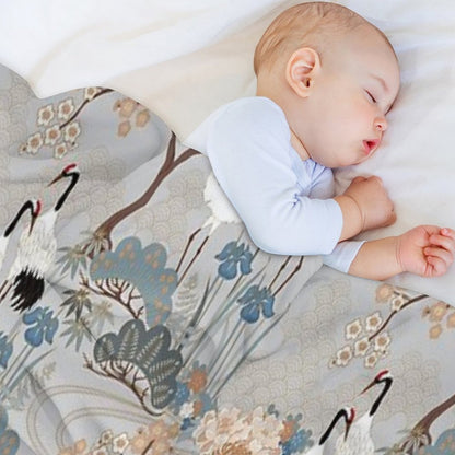 Japanese Garden Gray Throw Blanket