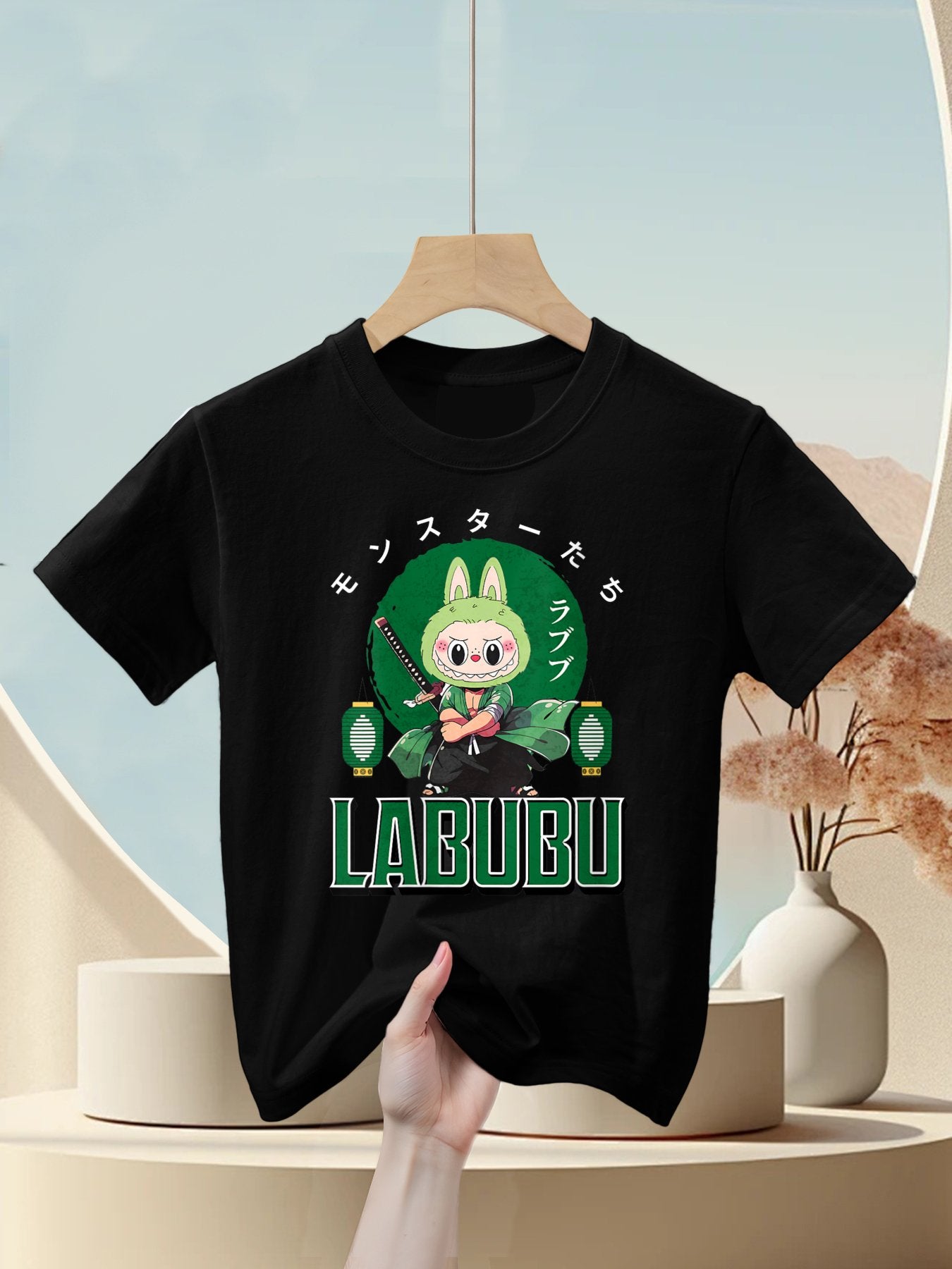 Womens Funny Samurai Labubu Cute Labubu The Monsters Kids T-Shirt