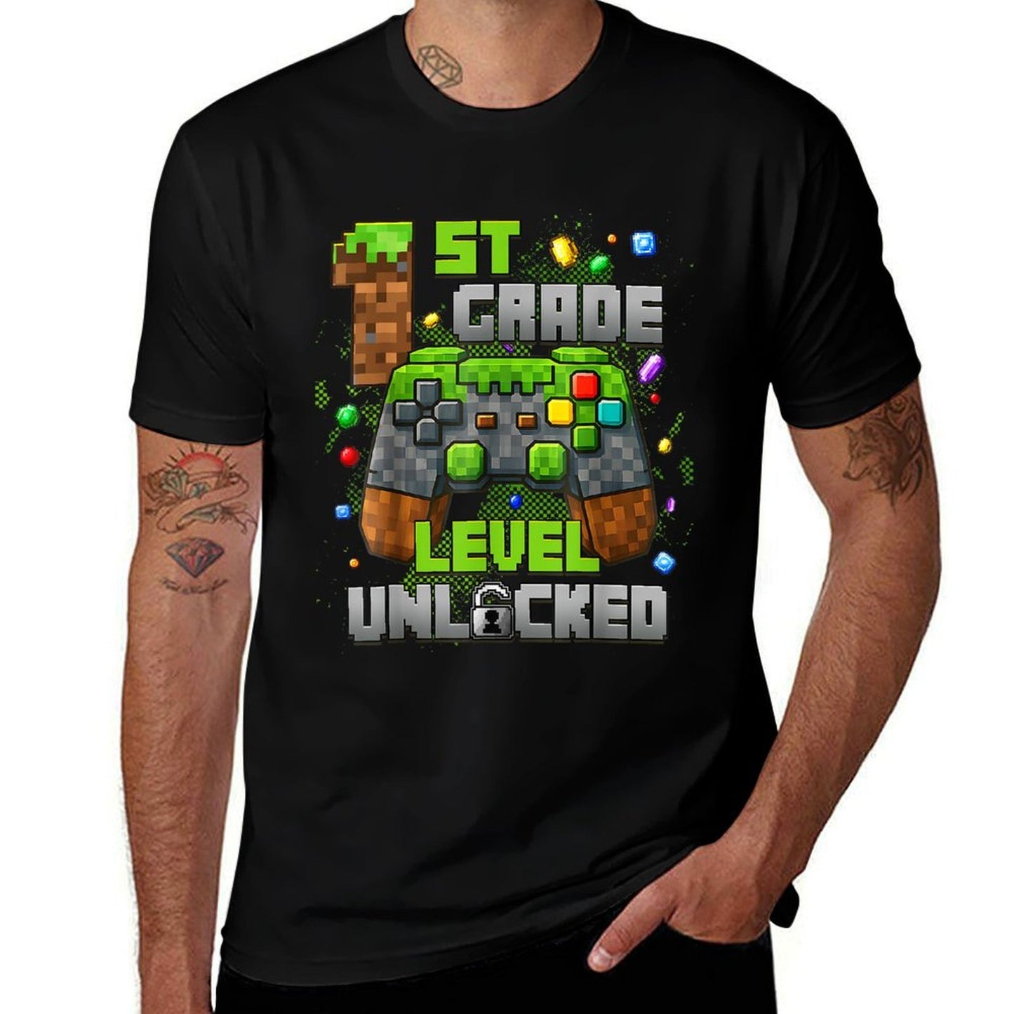 1st Grade Level Unlocked Video Gamer Pixel Back to School Comfortable T-Shirt