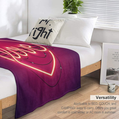 Love Heart Neon Sign Throw Blanket