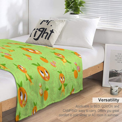 Hello Sunshine! - Orange Bird (green Background) Throw Blanket