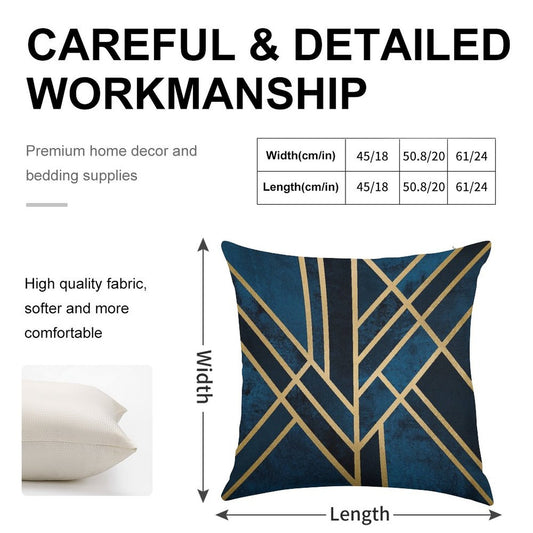 Art Deco Midnight Linen Throw Pillow Cover