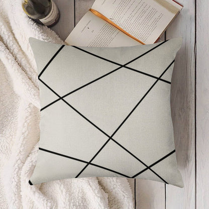 Geometric Abstract - White And Black. Linen Throw Pillow Cover