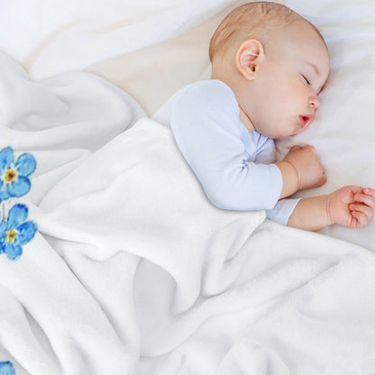 Blue Forget Me Not  Watercolor Painting Throw Blanket