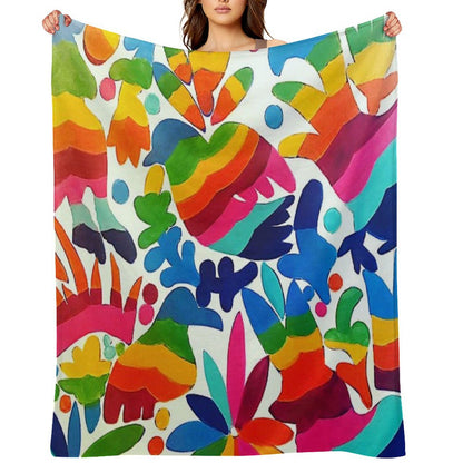 Mexican Otomi Colors Throw Blanket