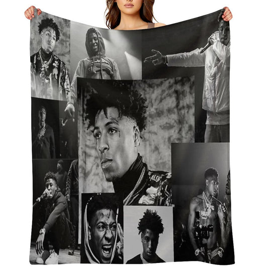 Youngboy  B&W Never Broke Again Collage Throw Blanket