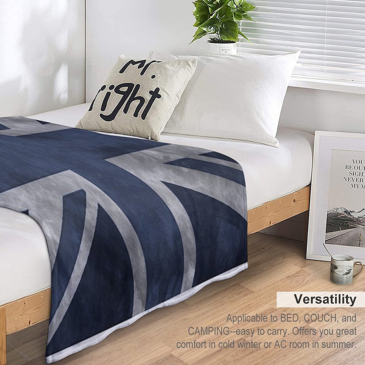 Blue Distressed Union Jack Throw Blanket