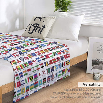 World Flags with Country Names Throw Blanket