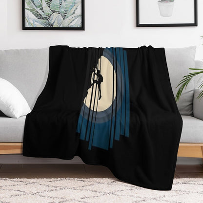 Moon Silhouette Lead. Rock Climbing Throw Blanket