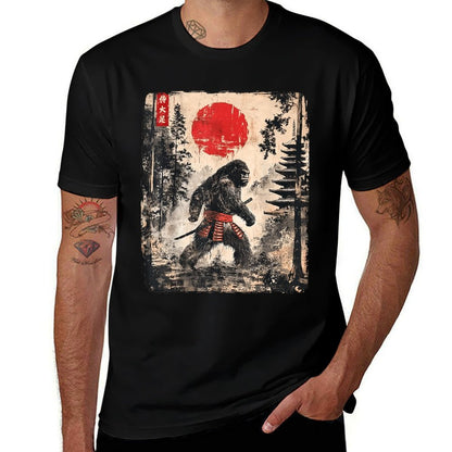 Samurai Bigfoot Japanese Vintage Graphic Ukiyo-e Art Funny  Relaxed-fit T-Shirt