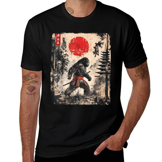 Samurai Bigfoot Japanese Vintage Graphic Ukiyo-e Art Funny  Relaxed-fit T-Shirt