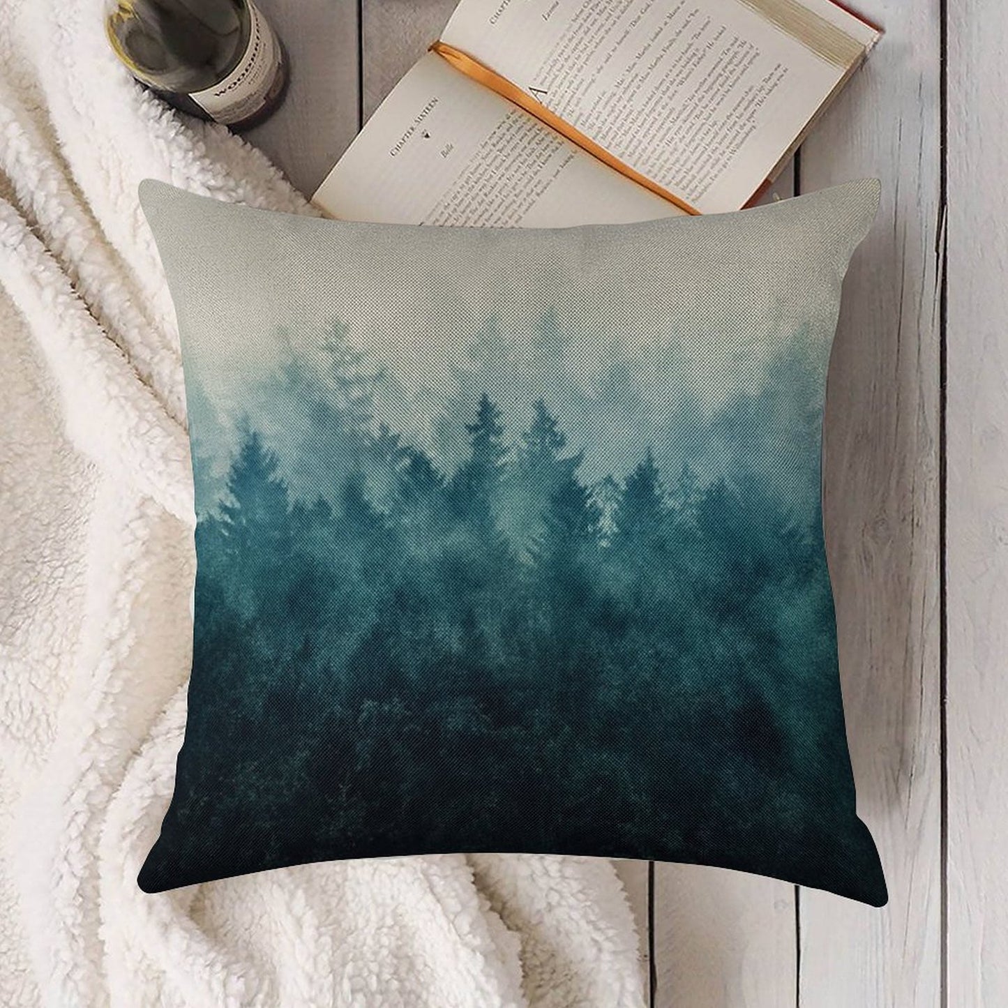 The Heart Of My Heart  So Far From Home In A Misty Foggy Fall Wilderness Forest Linen Throw Pillow Cover