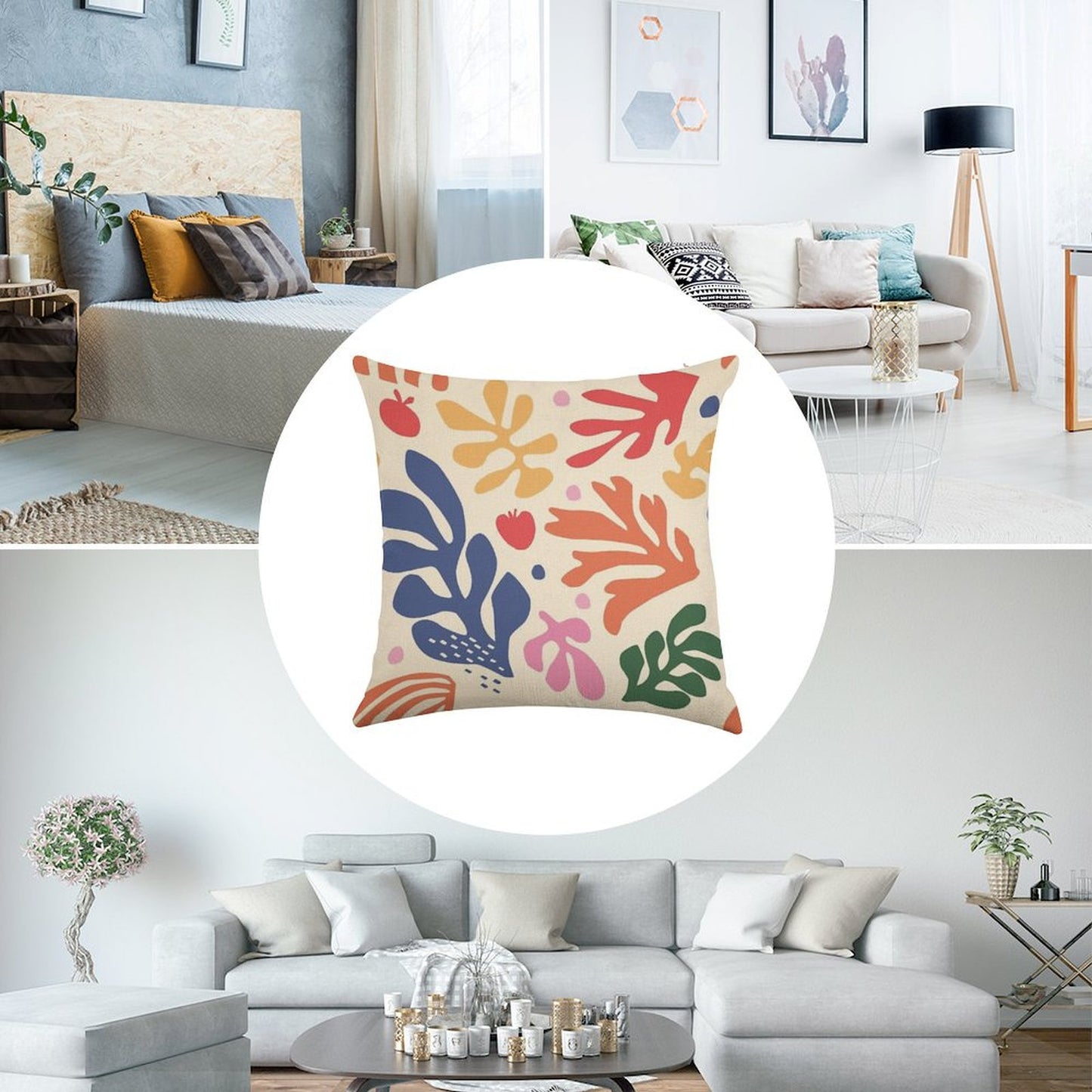 Matisse Flowers Art Linen Throw Pillow Cover