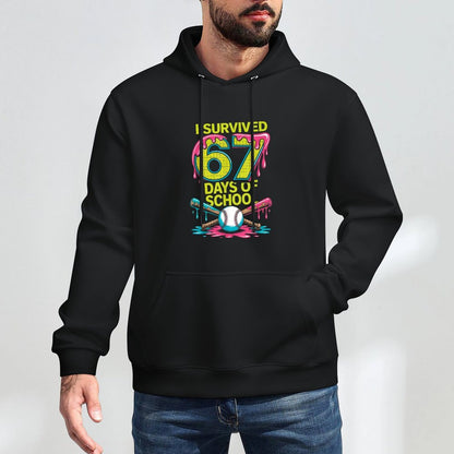 I Survived 67 Days of School Funny 67 Baseball Slime Meme Medium-Weight Fabric Hoodie