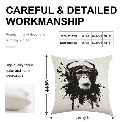 Monkey Business Linen Throw Pillow Cover