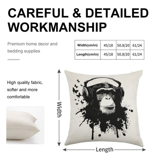 Monkey Business Linen Throw Pillow Cover