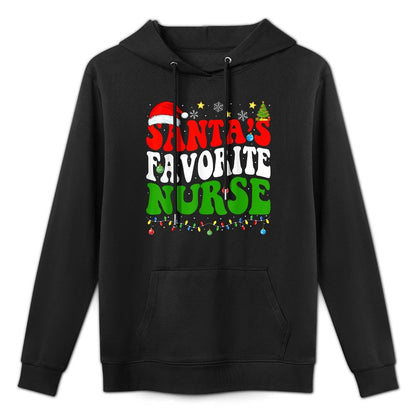 Santas Favorite Nurse Christmas Nursing Xmas Nurse Santa RN Medium-Weight Fabric Hoodie