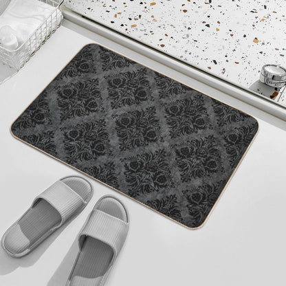 Gothic Black Damask Bath Mat