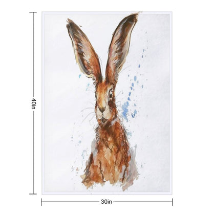 Watercolour Hare Painting Throw Blanket