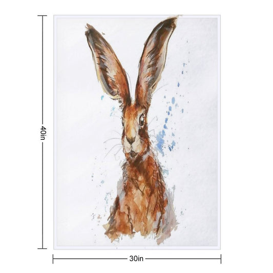 Watercolour Hare Painting Throw Blanket
